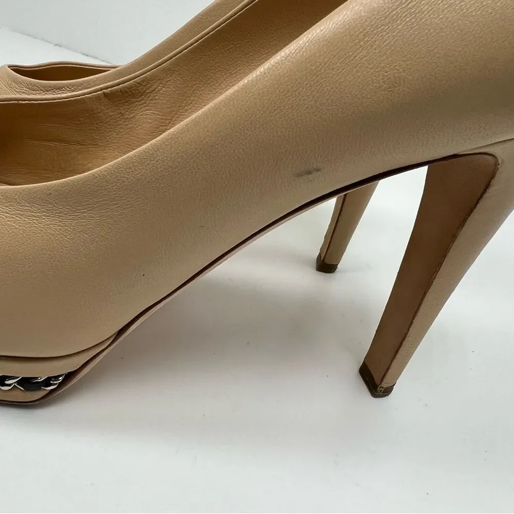 Chanel Beige And Black Classic Heels Size 41 - 10 US